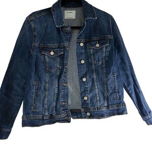 Old Navy Women’s Large Indigo Collared Denim Jean Jacket Button Up With Pockets